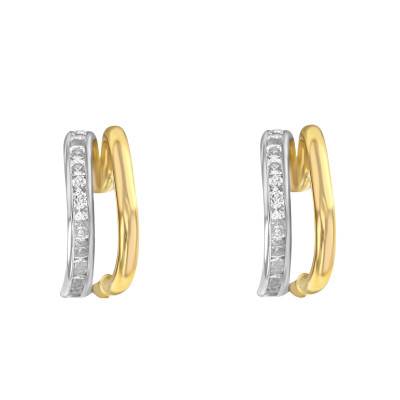 Créoles en 2 Ors 375 & Oxydes de Zirconium, Diamètre 9 mm - Emanessence