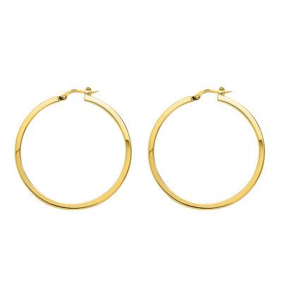 Créoles plaqué or fil carré, Diamètre 25 mm à 45 mm - Emanessence