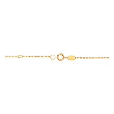 Yellow 375/1000 Gold Curb Chain Bracelet Engraved Heart, Length 12 cm to 14 cm, Width 1 mm - Bambins
