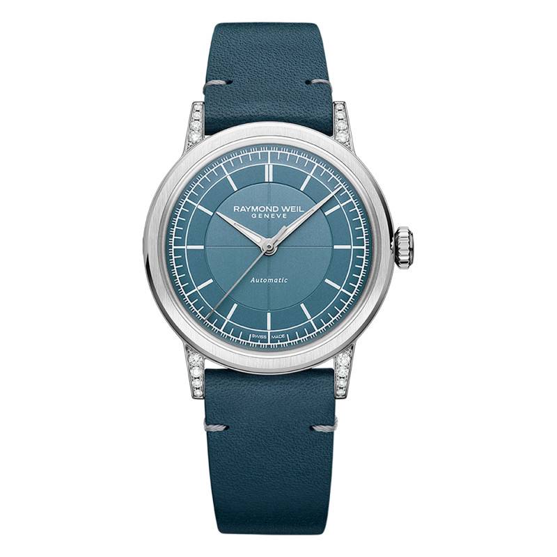Blue Millesime Central Seconds 35 mm Watch - Blue Dial - Raymond Weil