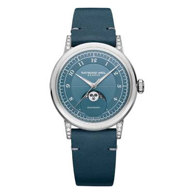 Montre Millesime Automatique Phase de lune 35 mm Cadran Bleu - Raymond Weil