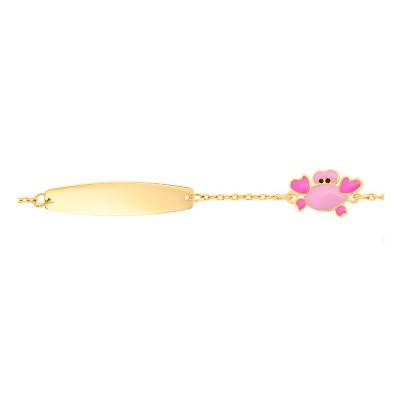 Bracelet Crabe avec sa plaque, Or Jaune 375, Longueur 12 cm à 14 cm - Bambins