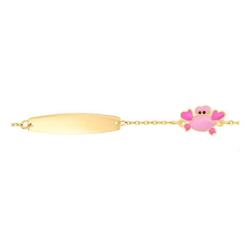 375/1000 Yellow Gold Crab Baby ID Bracelet, 12 cm to 14 cm Length - Bambins