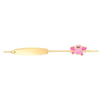 Bracelet Crabe avec sa plaque, Or Jaune 375, Longueur 12 cm à 14 cm - Bambins