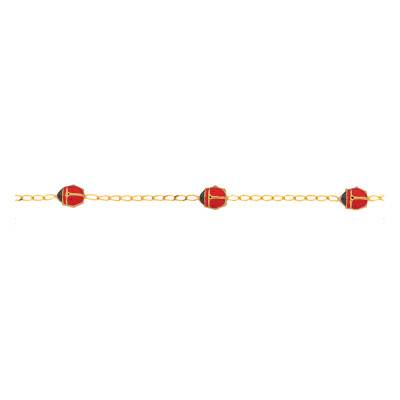 Bracelet Coccinelles Or Jaune, Longueur 14 cm à 16 cm - Bambins