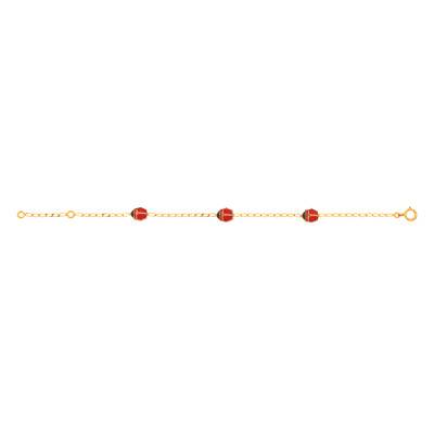 Bracelet Coccinelles Or Jaune, Longueur 14 cm à 16 cm - Bambins