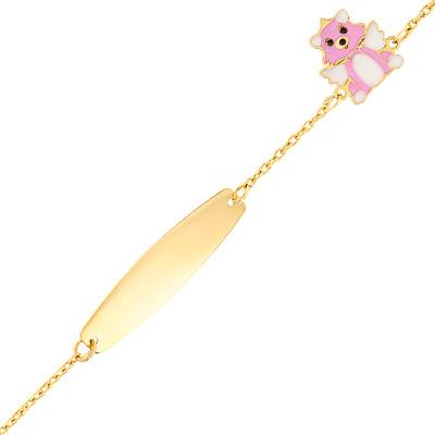 375/1000 Yellow Gold Wolf Cub Baby ID Bracelet, Length 12 cm to 14 cm - Bambins