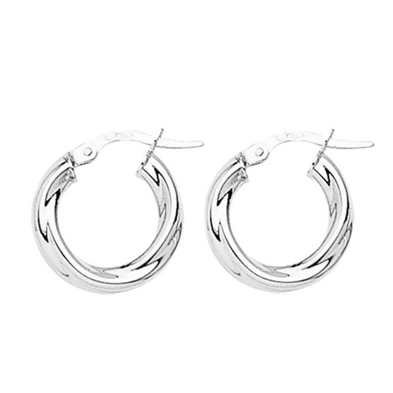 375 White Gold Twist Hoop Earrings, Diameter 10 mm to 25 mm - Emanessence
