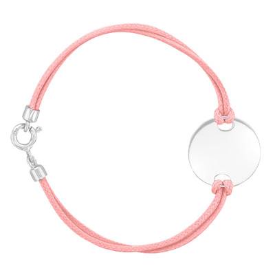Bracelet cordon rose personnalisable Or Blanc, Longueur 14 cm - Bambins