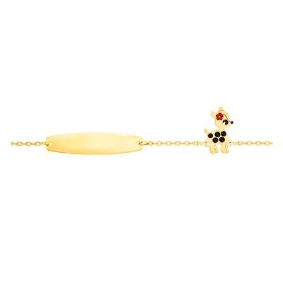 Bracelet Plaque Ovale Bambi, Or Jaune 375, Longueur 12 cm à 14 cm - Bambins