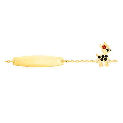 Bracelet Plaque Ovale Bambi, Or Jaune 375, Longueur 12 cm à 14 cm - Bambins