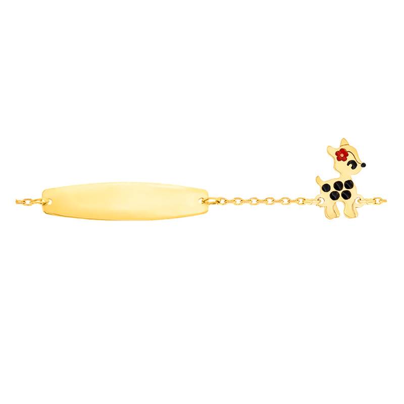 375/1000 Yellow Gold Oval Plate Bambi Baby ID Bracelet, Length 12 cm to 14 cm - Bambins