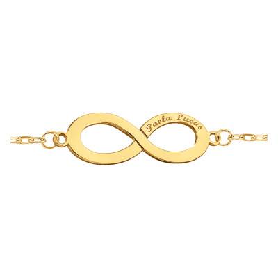 Bracelet Maille Forçat Gravable Infini en Or Jaune 375 ou 750, 18 cm - Lumiosa