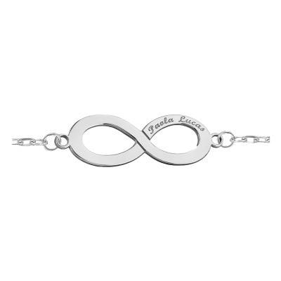Bracelet maille forçat gravable infini en argent, Longueur 18 cm - Lumiosa