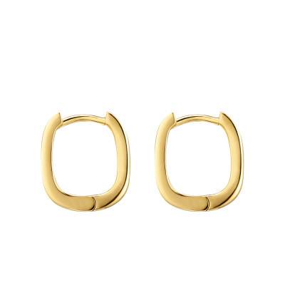 750 Yellow Gold-Plated Essentials Angular Hoop Earrings, Height 13.40 or 16.50 mm - Thomas Sabo