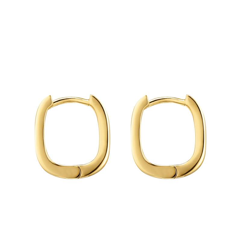 750 Yellow Gold-Plated Essentials Angular Hoop Earrings, Height 13.40 or 16.50 mm - Thomas Sabo