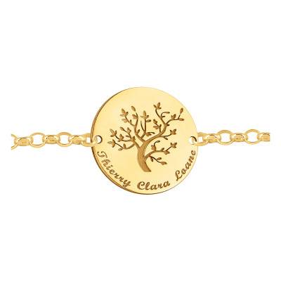Bracelet Maille Forçat Gravable Arbre de Vie Or 375 ou 750, 18 cm - Lumiosa