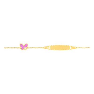 Bracelet Plaque Papillon, Or Jaune 375, Longueur 12 cm à 14 cm - Bambins
