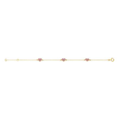 375 Yellow Gold Glitter Hearts Bracelet, Length 14.50 cm to 16 cm - Bambins