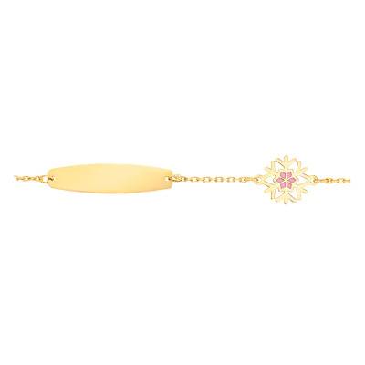 Bracelet Flocon avec plaque ovale, Or Jaune 375, Longueur 14 cm - Bambins