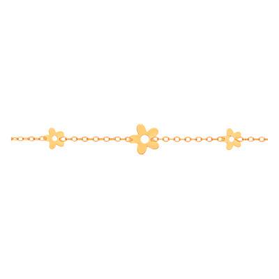 Floral 750/1000 Yellow Gold Bracelet, Adjustable Length 14 cm to 16 cm - Bambins