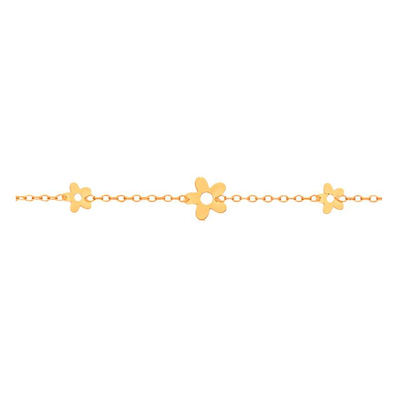 Floral 750/1000 Yellow Gold Bracelet, Adjustable Length 14 cm to 16 cm - Bambins