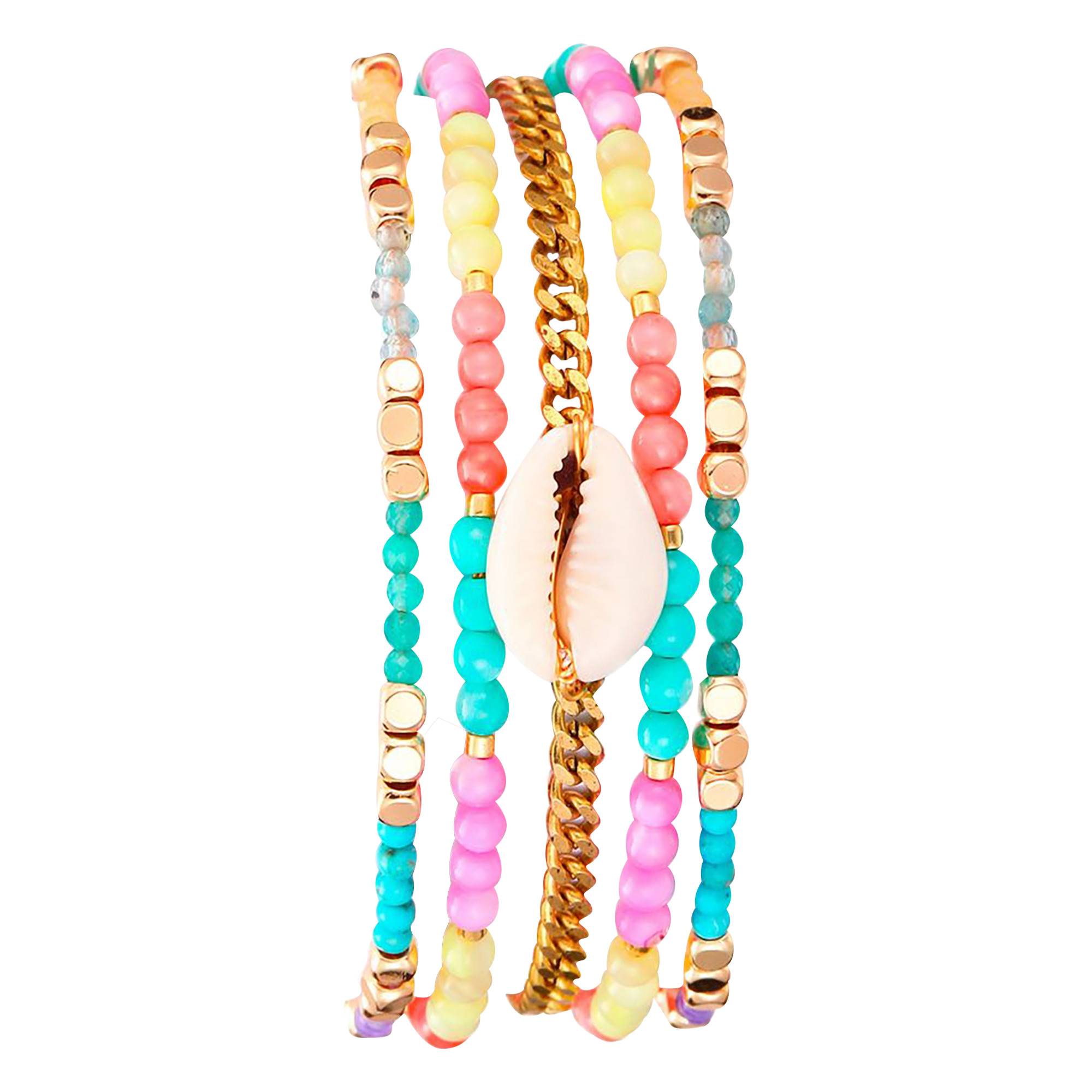 Bracelet Hipanema Multi-rangs - Fermoir Aimanté - Longueur 18 Cm - Plaqué Or - Occasion Bon état