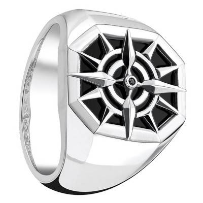 Bague boussole noire, TR2274-641-11 - Thomas Sabo
