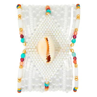 Hipanema Gold-Plated Chokohona Multi-Link Shell, Beads & Stones Bracelet, Length 16 cm to 18 cm - Hipanema