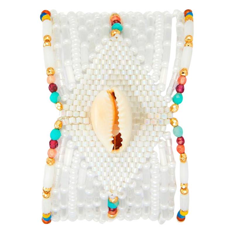 Hipanema Gold-Plated Chokohona Multi-Link Shell, Beads & Stones Bracelet, Length 16 cm to 18 cm - Hipanema
