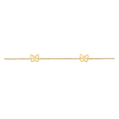 750/1000 Yellow Gold Four Openwork Butterfly Bracelet, Length 14 cm to 16 cm - Bambins