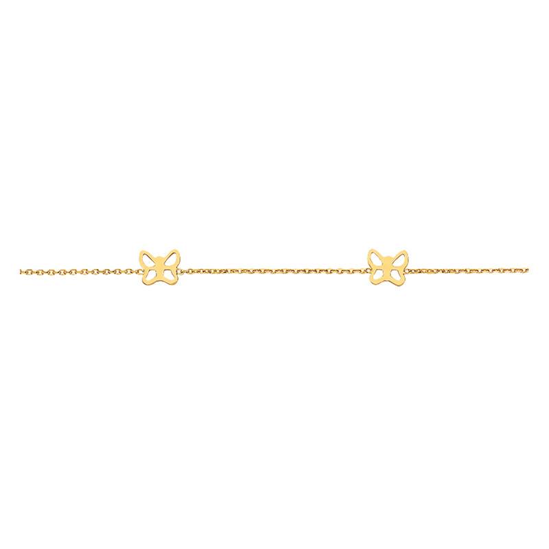 750/1000 Yellow Gold Four Openwork Butterfly Bracelet, Length 14 cm to 16 cm - Bambins