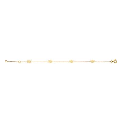 Bracelet Quatre Papillons Ajourés Or Jaune 750, Longueur 14 cm à 16 cm - Bambins