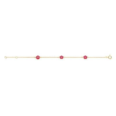 Bracelet Trois Roses Or Jaune 375, Longueur 14,50 cm à 16 cm - Bambins
