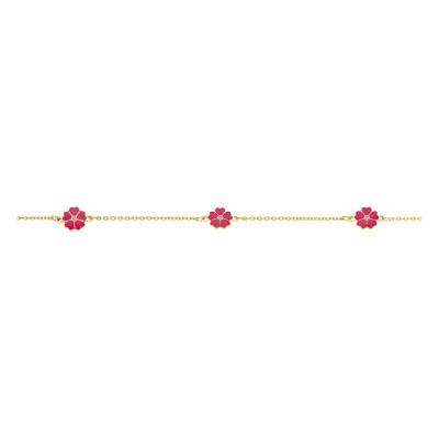 Bracelet Trois Roses Or Jaune 375, Longueur 14,50 cm à 16 cm - Bambins