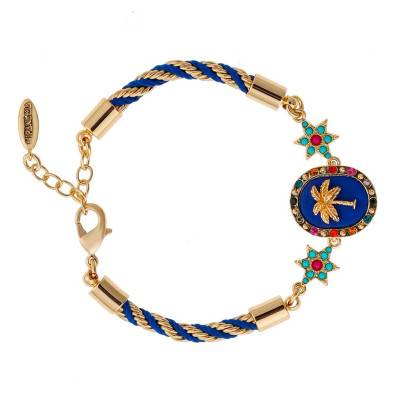 Bracelet Revery Doré, Polyester & Pierres Multicolores, Longueur 15,50 à 18,50 cm - Hipanema