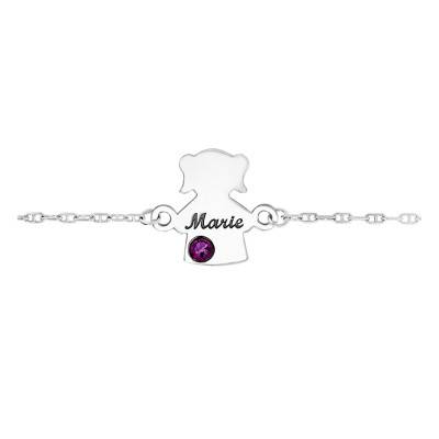Bracelet Fille Pierre de Naissance Swarovski Or Blanc 375, 18 cm - Bambins