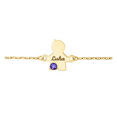 Bracelet Garçon Pierre de Naissance Swarovski Or Jaune 375, 18 cm - Bambins