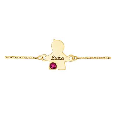 Bracelet Garçon Pierre de Naissance Swarovski Or Jaune 375, 18 cm - Bambins