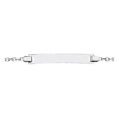 Gourmette Rectangle Maille Forçat Or Blanc 750, Longueur 14 cm réglable - Bambins