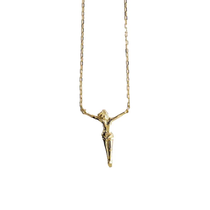 375/1000 Yellow Gold Christ Pendant Necklace, 43 cm or 50 cm - Lucas Lucor