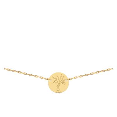 750/1000 Yellow Gold Tree of Life Necklace, 40 cm or 42 cm - Lucas Lucor
