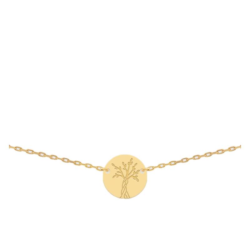 750/1000 Yellow Gold Tree of Life Necklace, 40 cm or 42 cm - Lucas Lucor