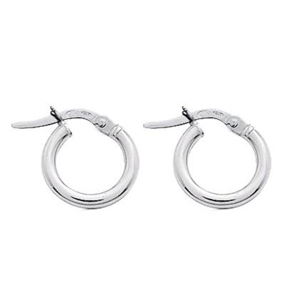 375/1000 White Gold Smooth Hoop Earrings, 8 mm to 40 mm Diameter - Emanessence