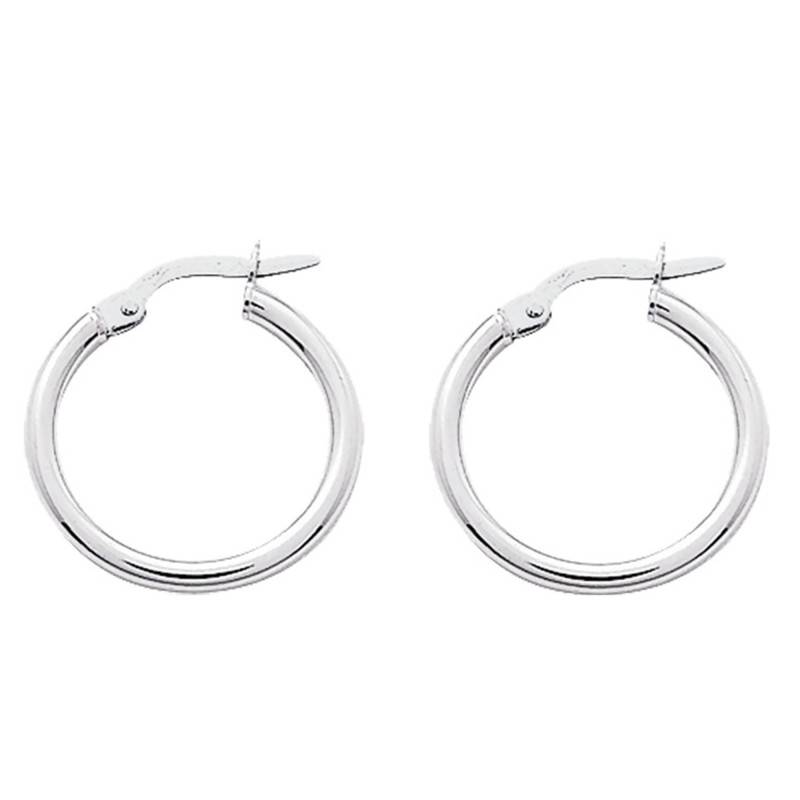375/1000 White Gold Smooth Hoop Earrings, 8 mm to 40 mm Diameter - Emanessence