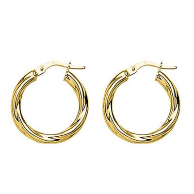 Créoles torsadées plaqué or fil 3 mm, Diamètre 15 mm à 40 mm - Emanessence