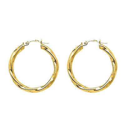 Créoles torsadées plaqué or fil 3 mm, Diamètre 15 mm à 40 mm - Emanessence
