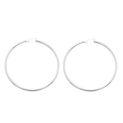 750/1000 White Gold Hoop Earrings, Diameter 6 mm to 60 mm - Emanessence