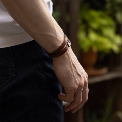 Bracelet U-Turn Twice Fauve Ingrassato, Longueur 15,5 à 21 cm - Ursul