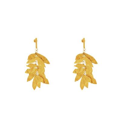 Boucles d'oreilles Keops Feuilles en Acier Doré - Hipanema